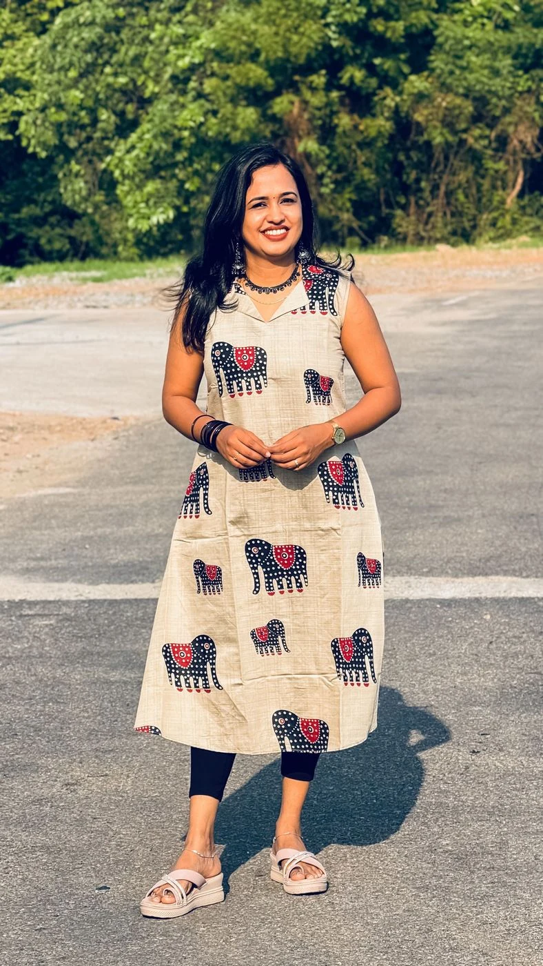 Elephant Grace Collar Kurti