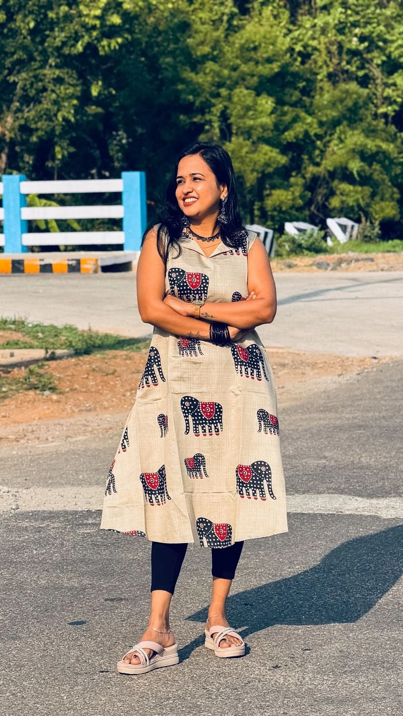 Elephant Grace Collar Kurti