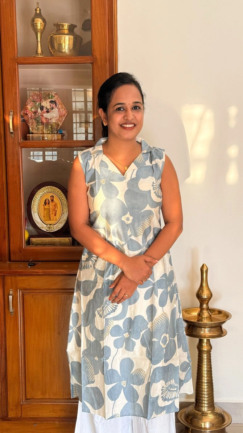 White and Blue Floral Kurti