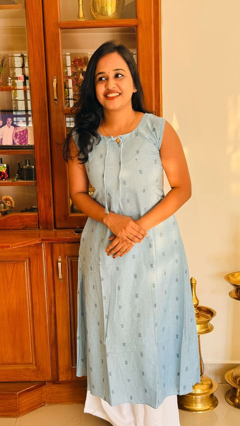 Light Blue Cotton Kurti 5