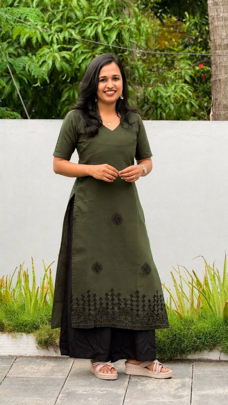 Elegant Green Embroidered Kurti