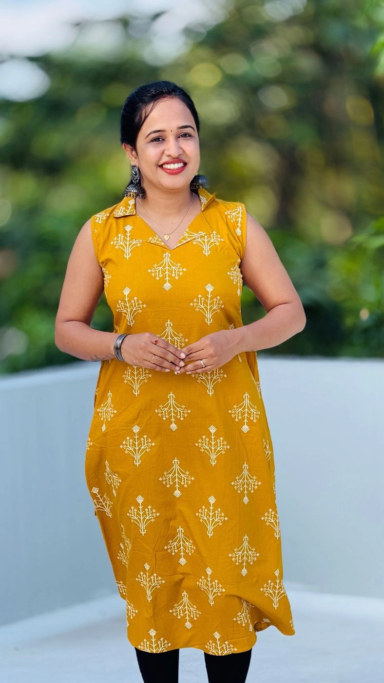Mustard Muse Collared Cotton Kurti 3