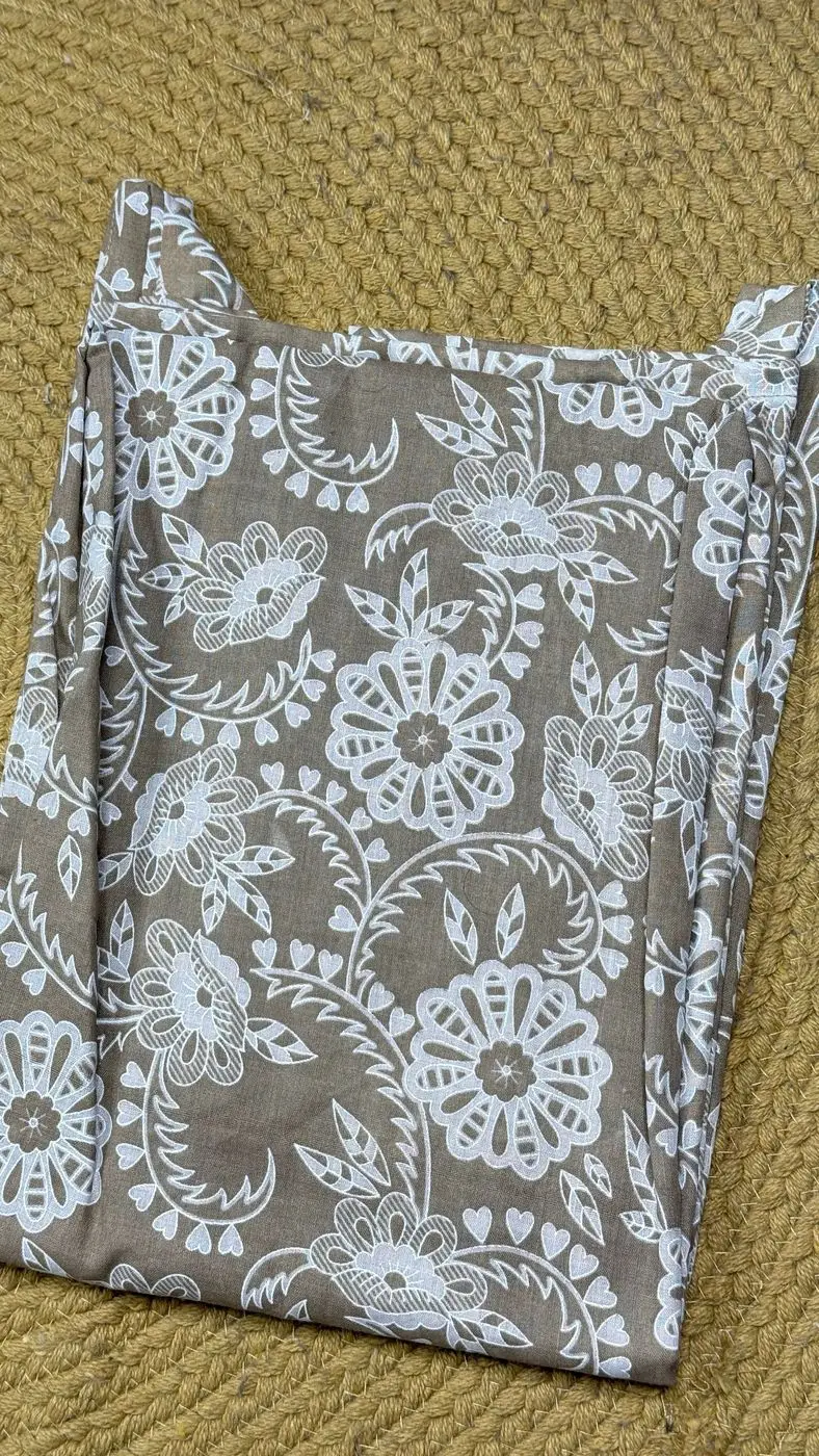 Beige Floral Pure Cotton Kurti🧡 5