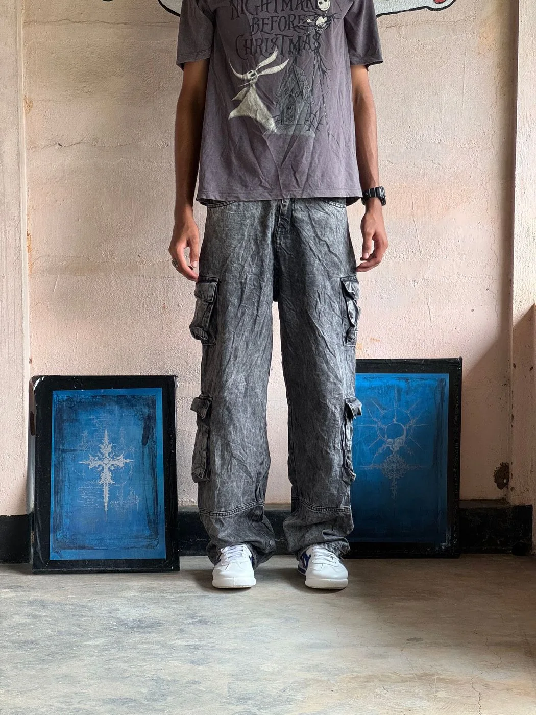 Grey Baggy Cargos