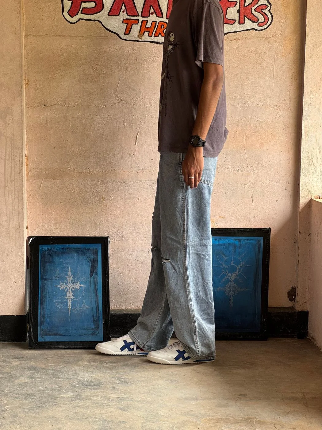 Light Blue Distress Baggy