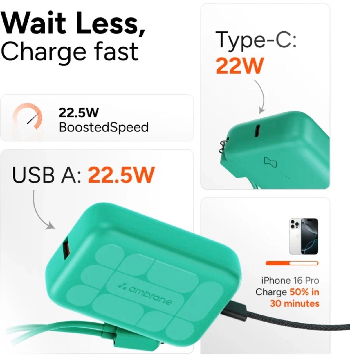 10000 mAh 22.5 W Power Bank (Yellow, Lithium-ion, Power Delivery 3.0, Quick Charge 3.0 for Mobile) 4