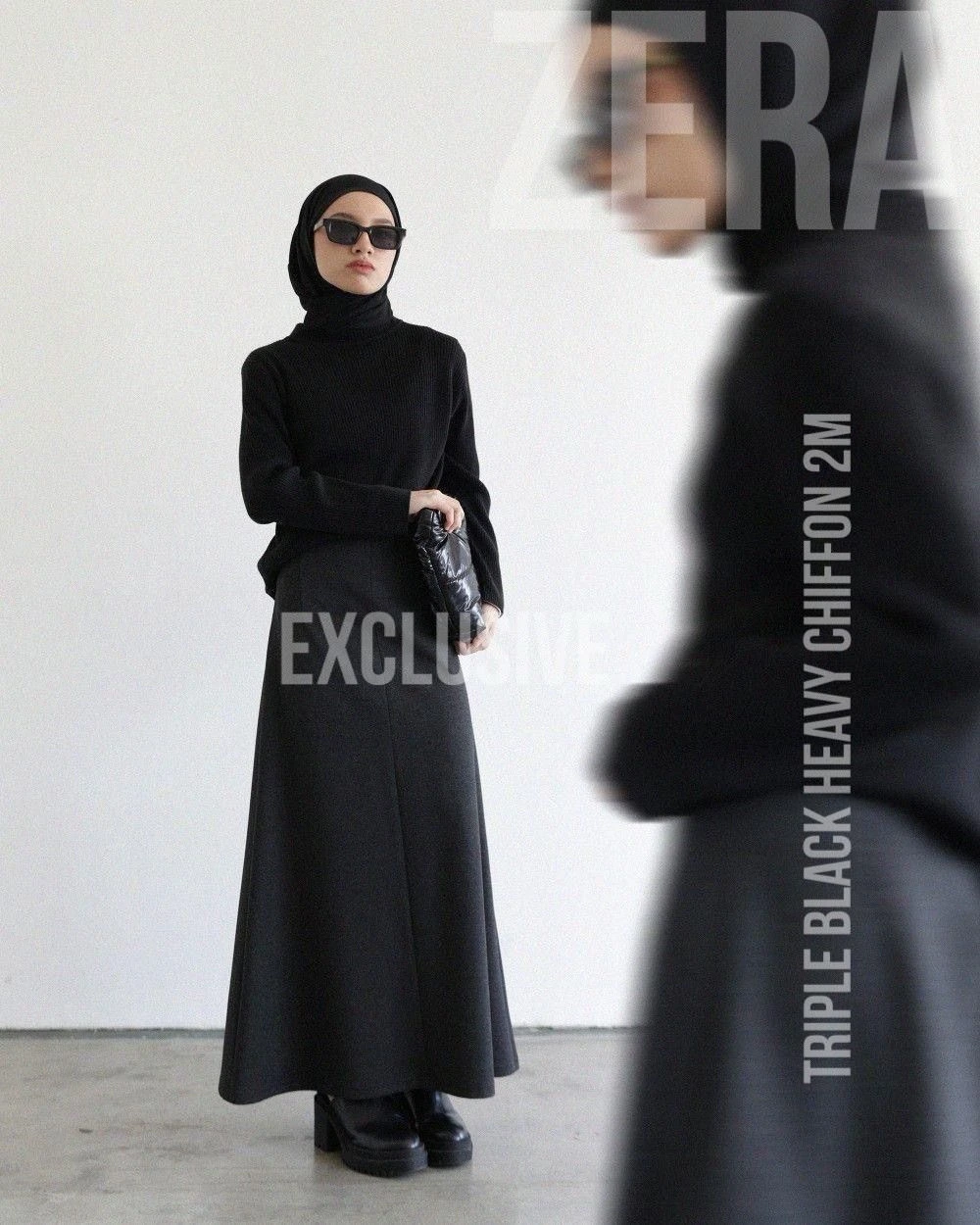 ZERA Triple Black Malaysian Heavy chiffon