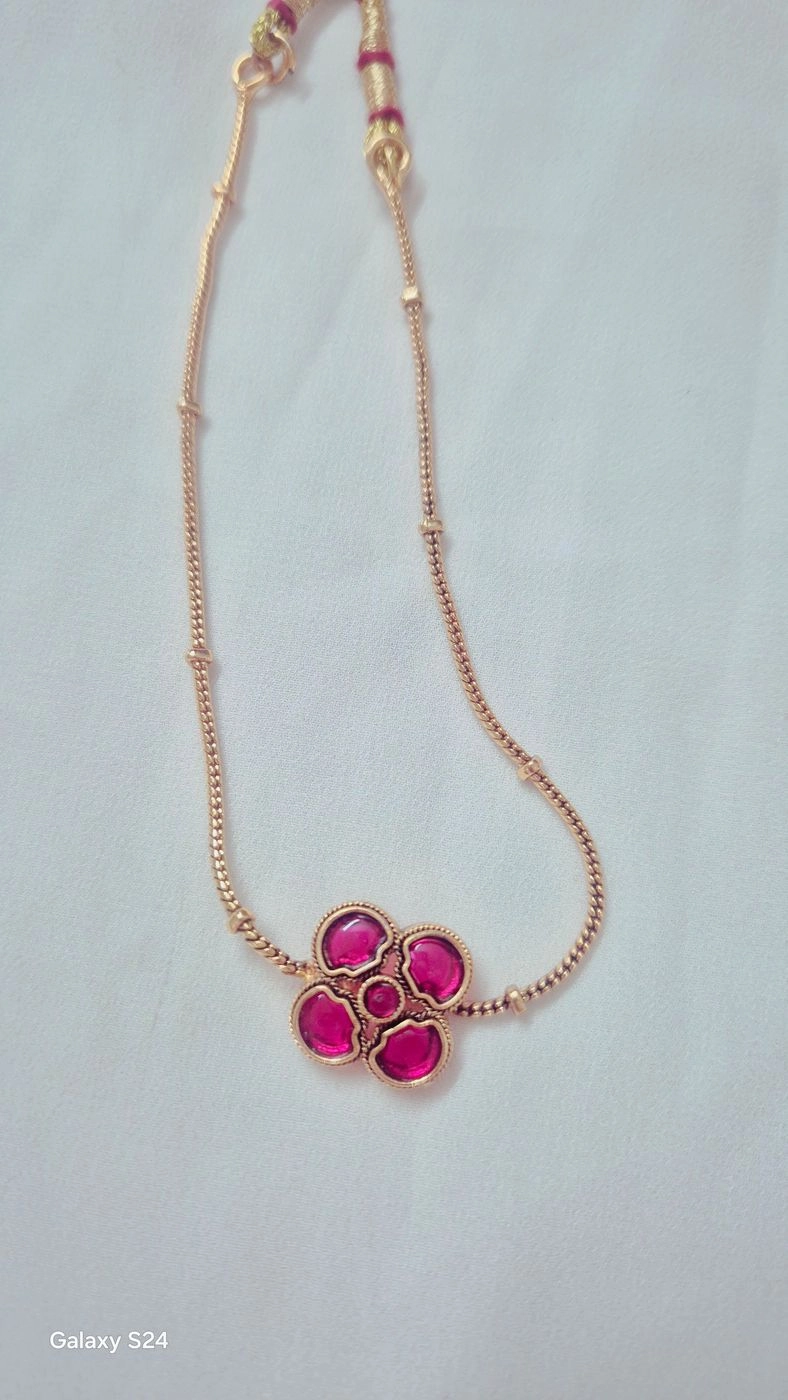 Aura Bloom: Gilded Floral Pendant & Stud Earring Set in Fuchsia Pink