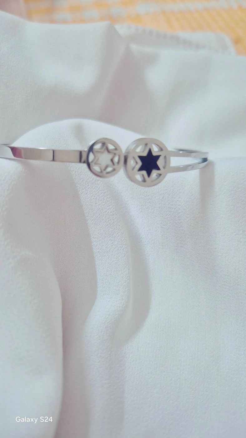 Astral Bypass Bangle: Dual Star Celestial Cuff in Polished Silver 4