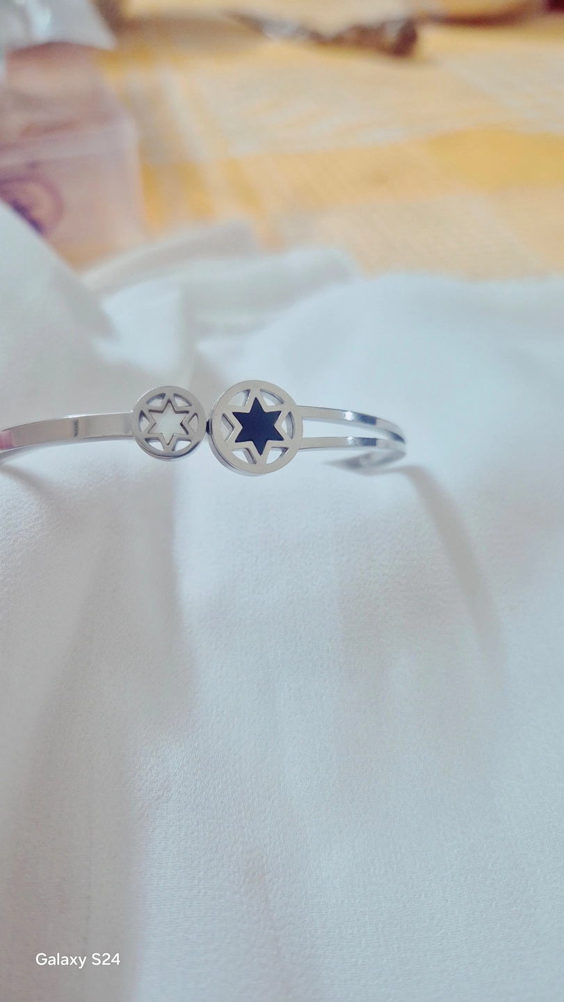 Astral Bypass Bangle: Dual Star Celestial Cuff in Polished Silver 1