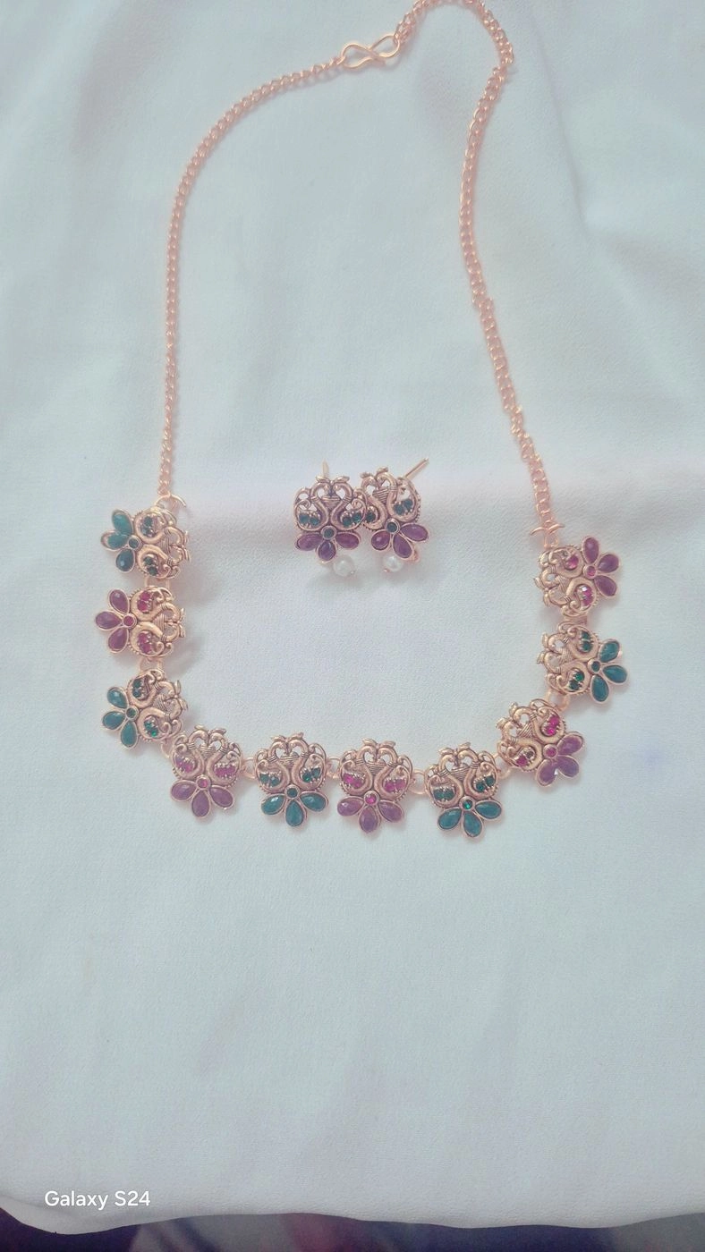Traditional Temple Jewelry Peacock Necklace Set. 1