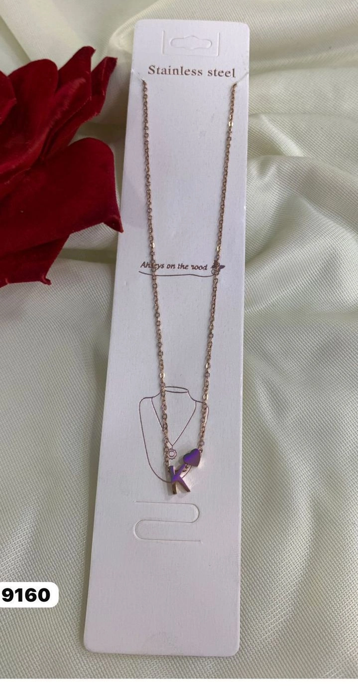 Initial 'K' Heart Pendant Necklace