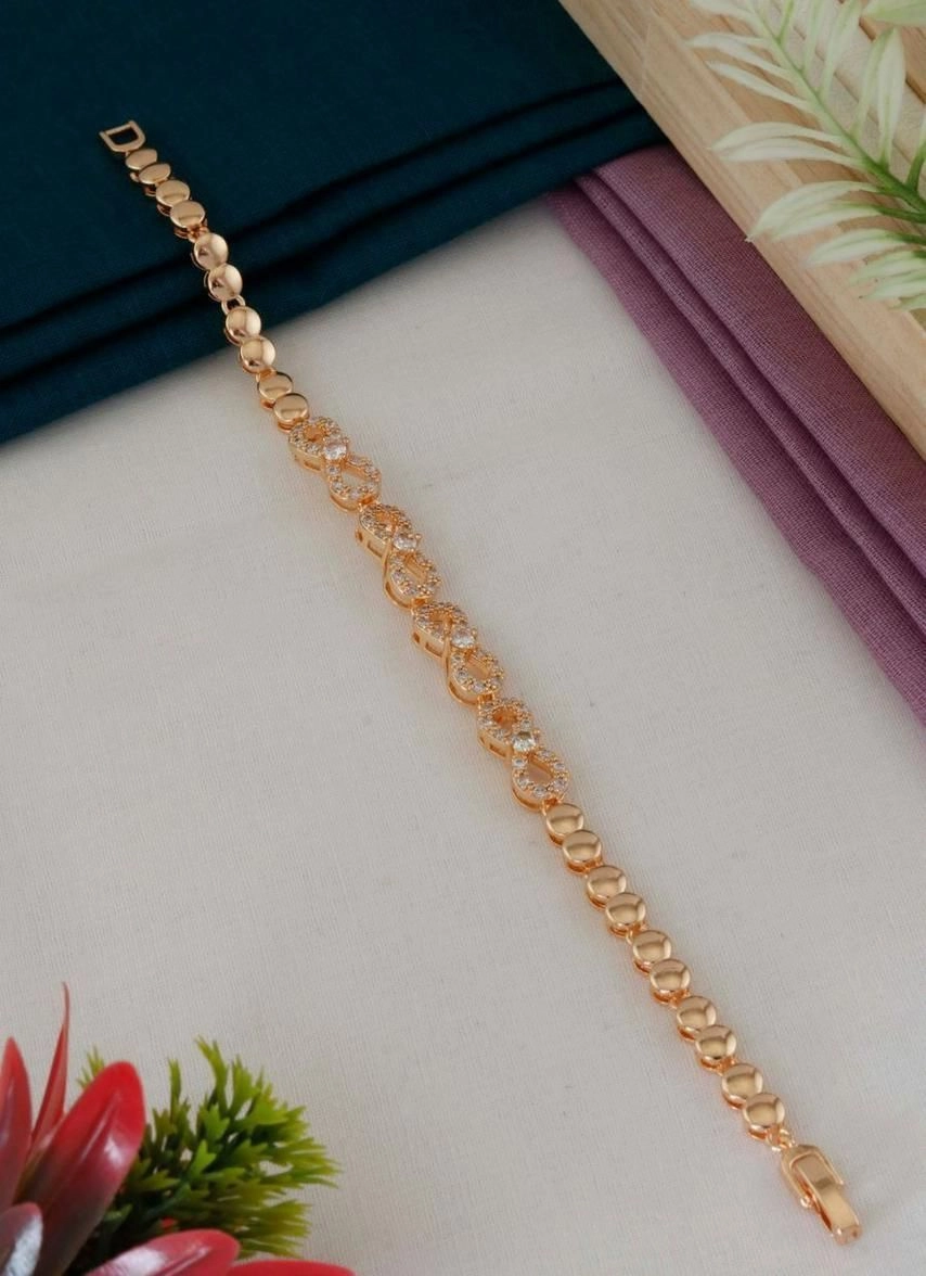 Hexa-Bloom Gold-Toned Stone Studded Bracelet