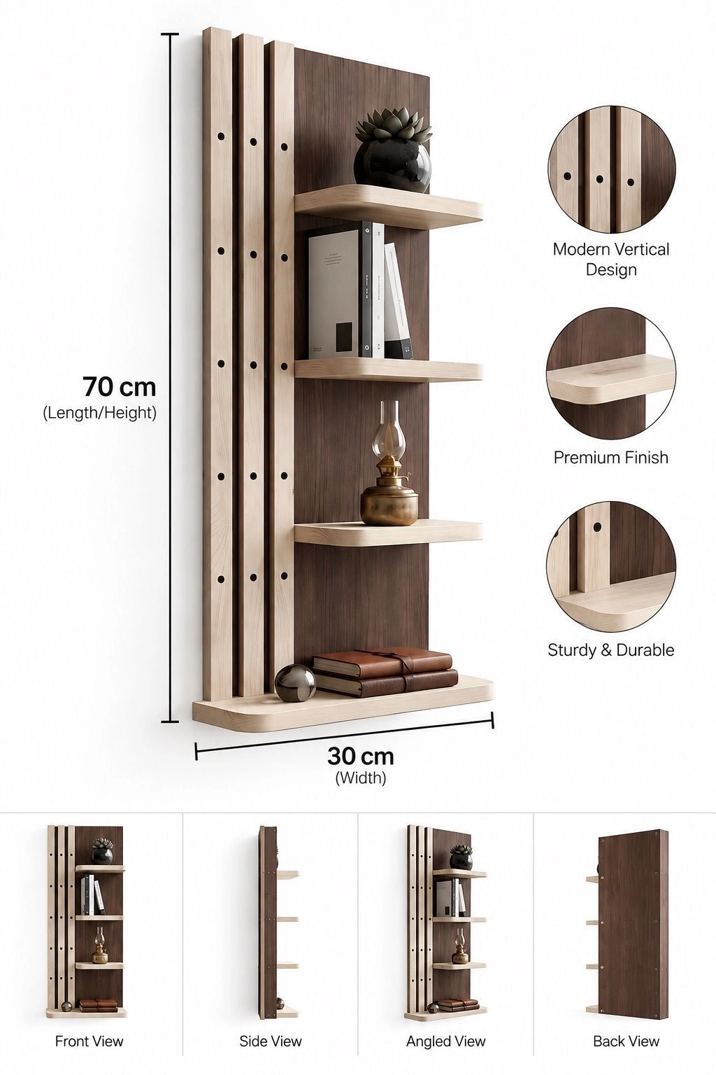 Modern Vertical Wooden Display Shelf 2