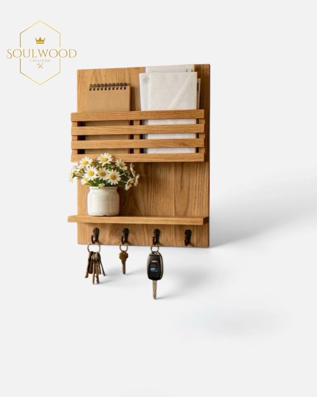 Multipurpose Wooden Organizer & Key Holder