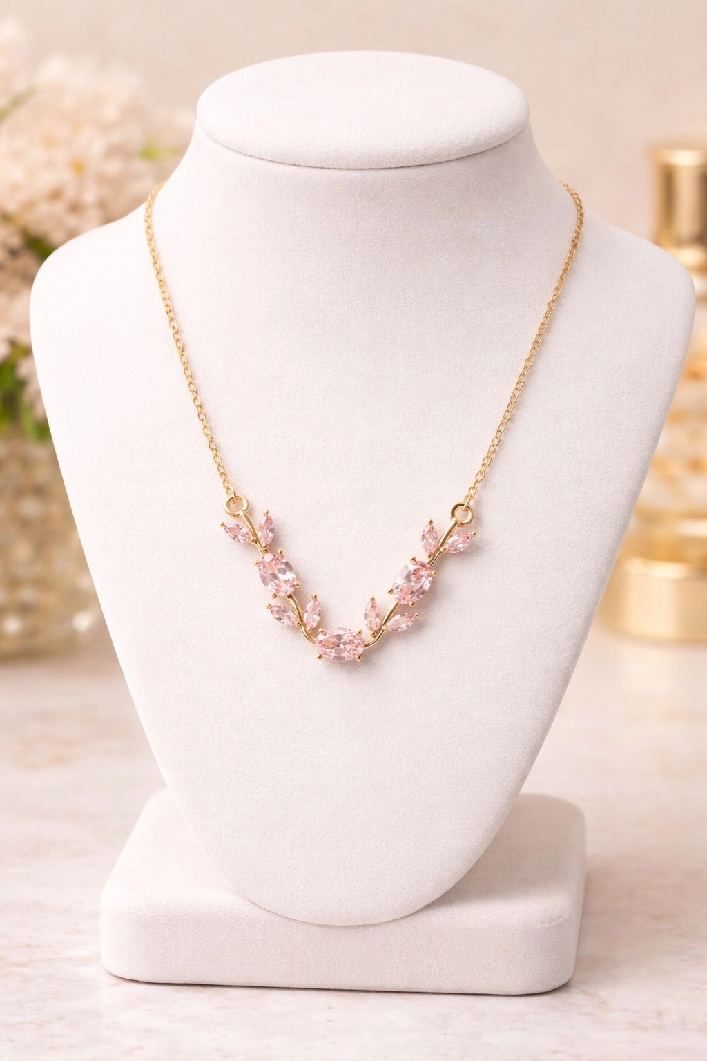 Emerald Garnet Leaf Necklace