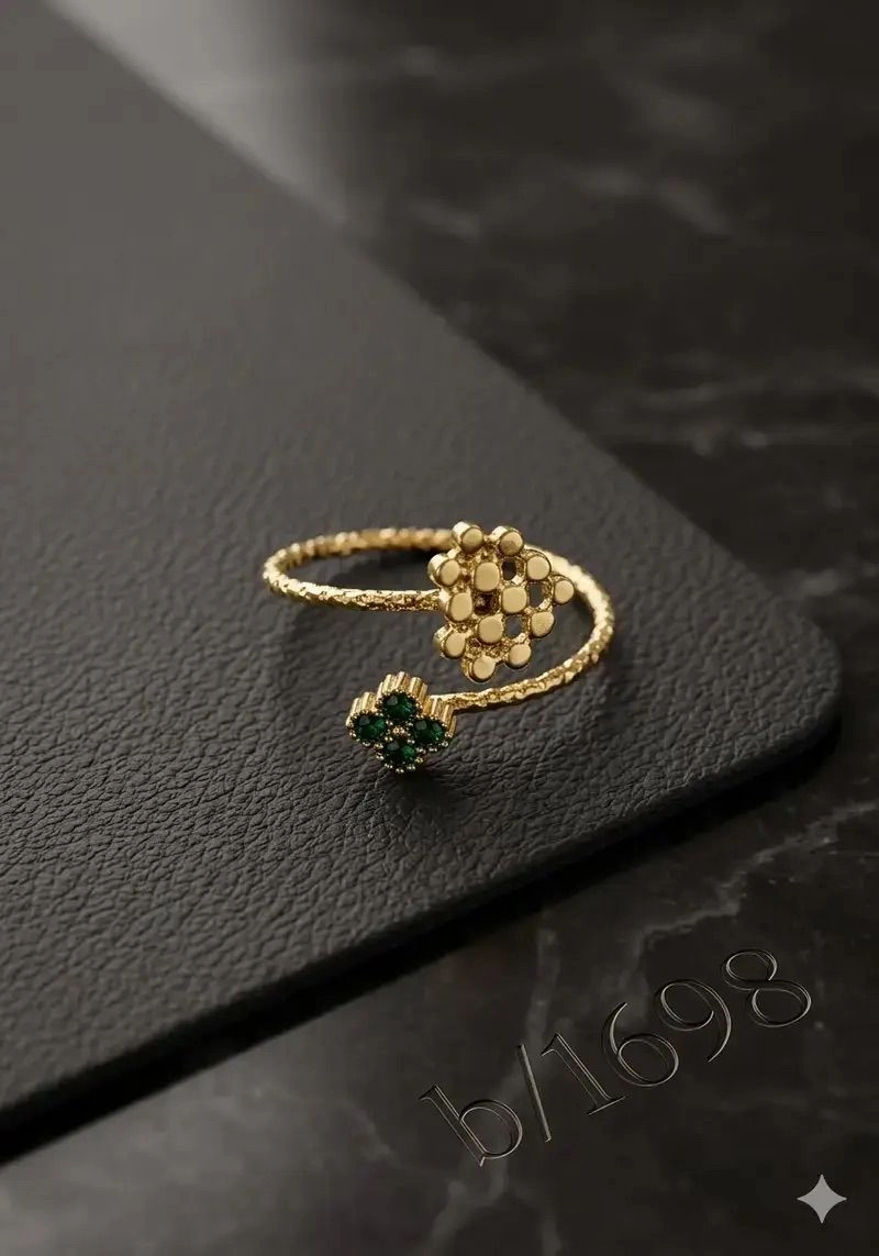 Emerald Bloom Open Ring