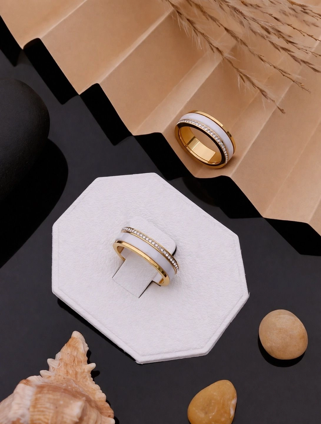 White Luxe Crystal Band Ring