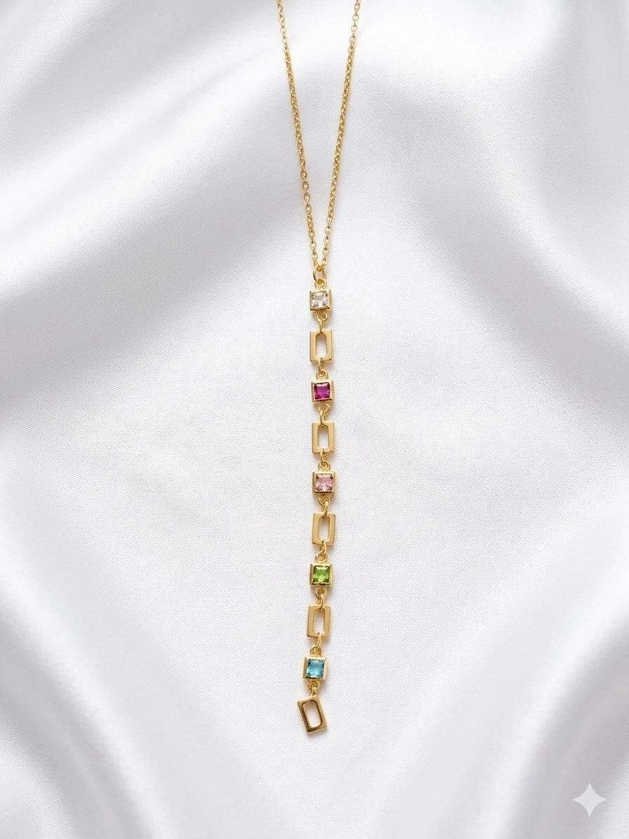 Rainbow Link Drop Necklace
