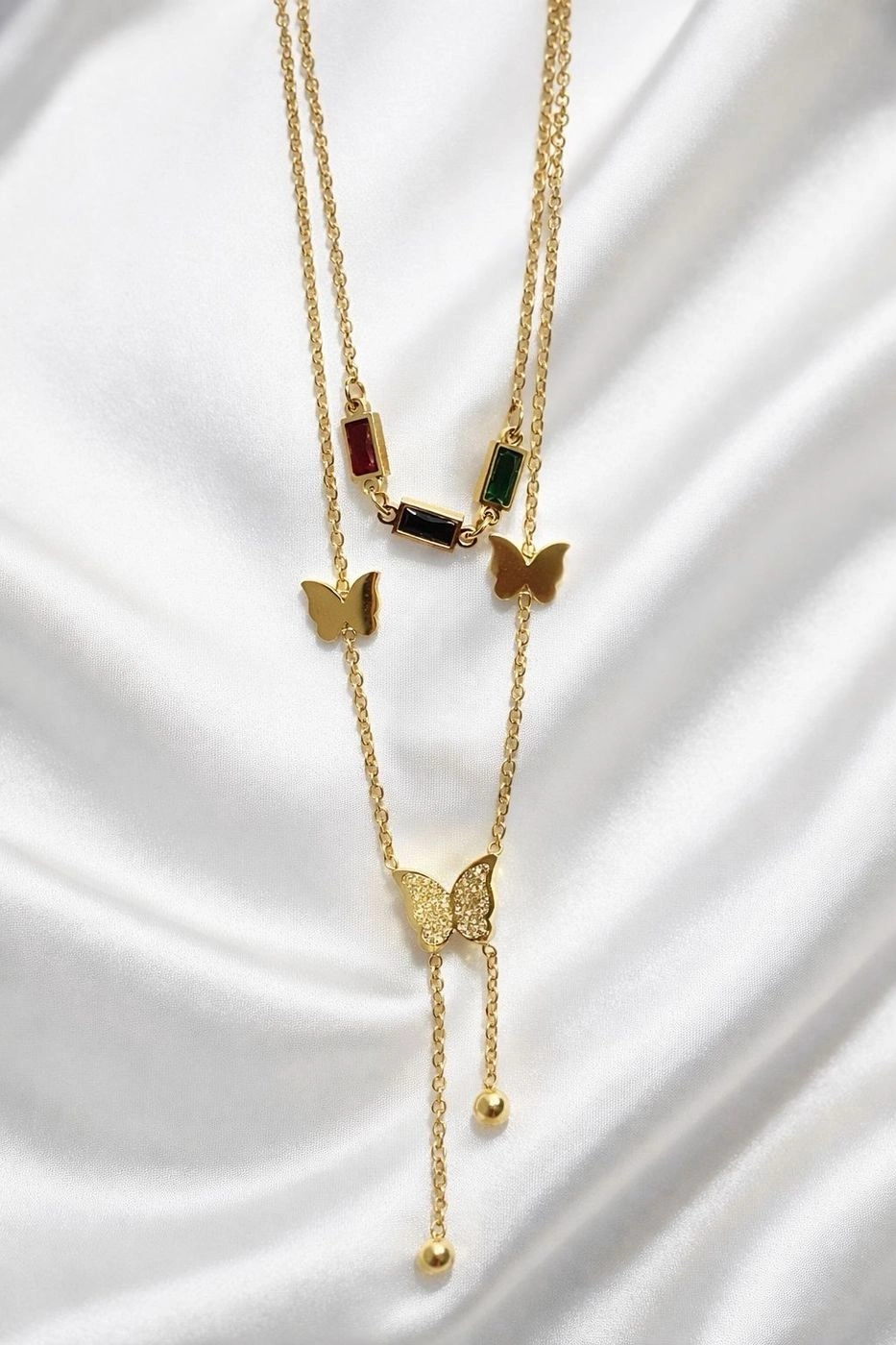 Butterfly Cascade Layered Necklace