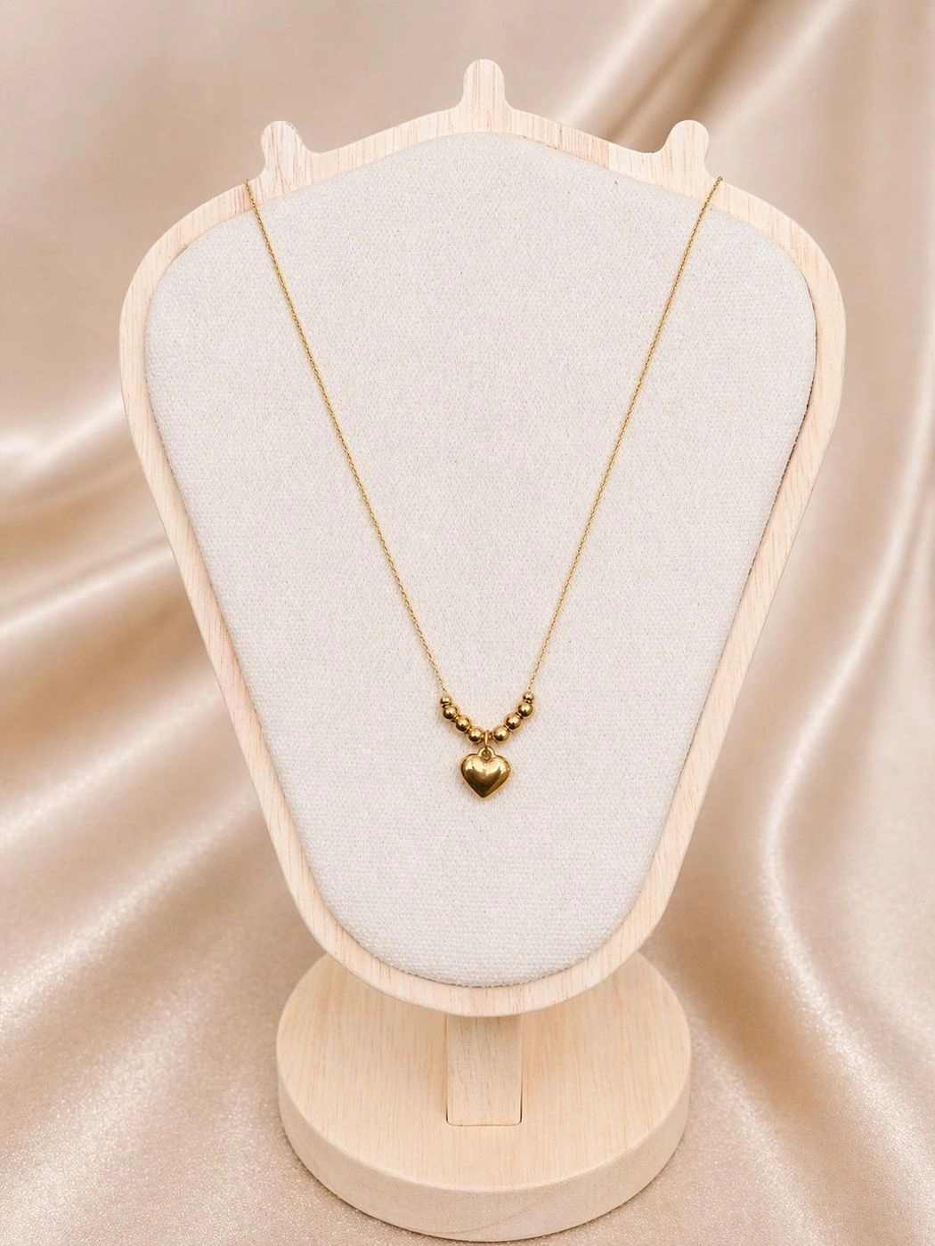 Golden Bead Heart Necklace