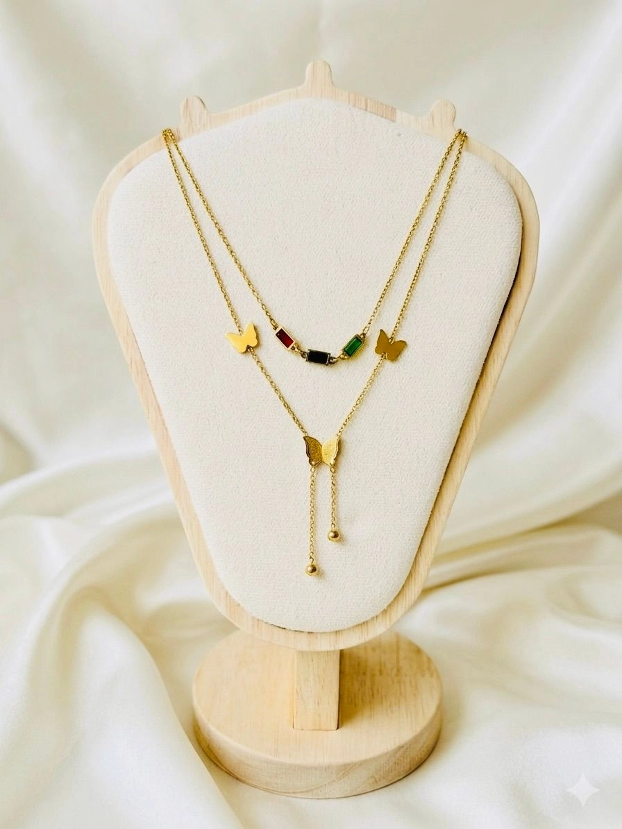 Butterfly Cascade Layered Necklace 1