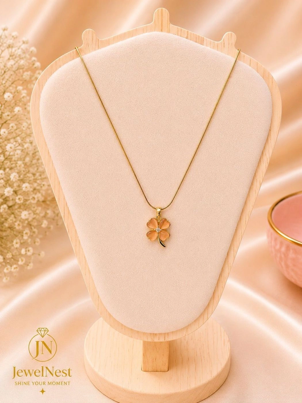 Peach Clover Necklace