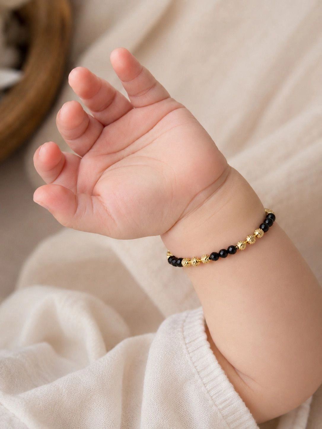 Black Bead Baby Bracelet