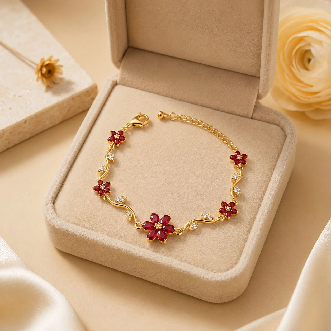 Ruby Blossom Bracelet