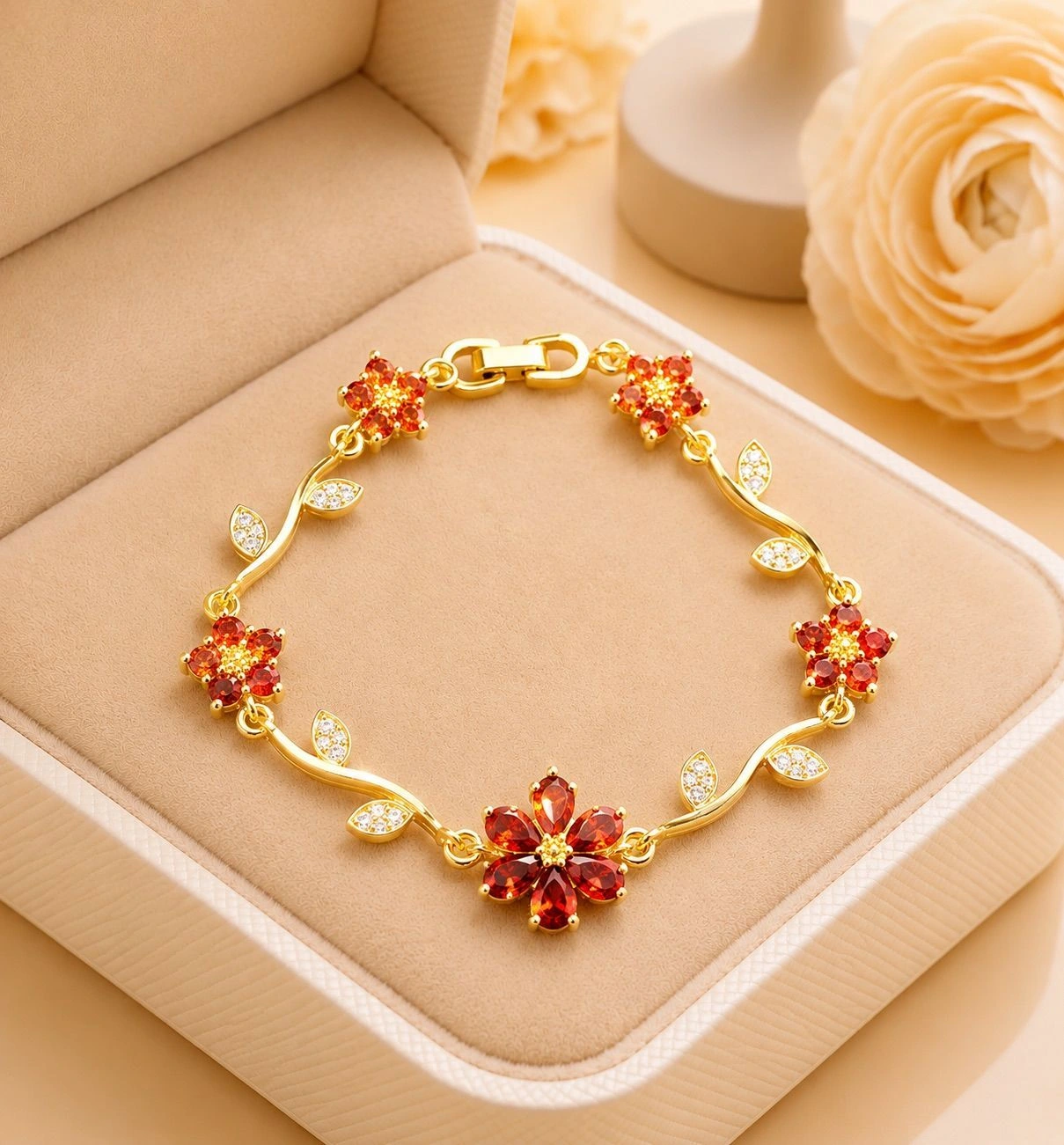 Red Blossom Vine Bracelet