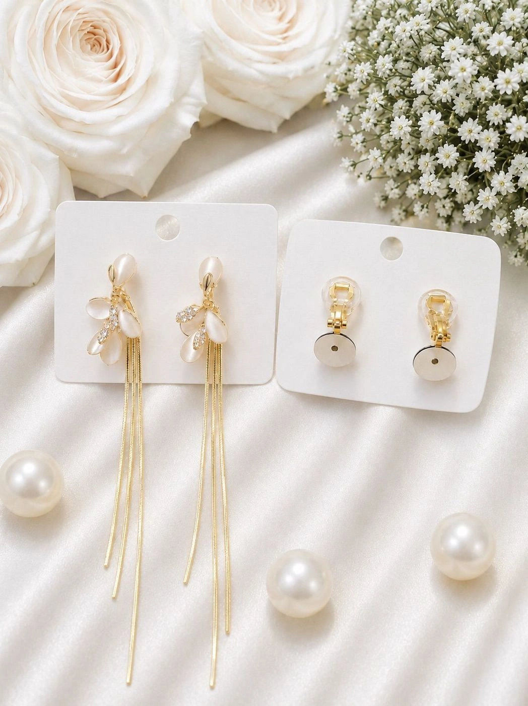 Ivory Petal Charm Drops