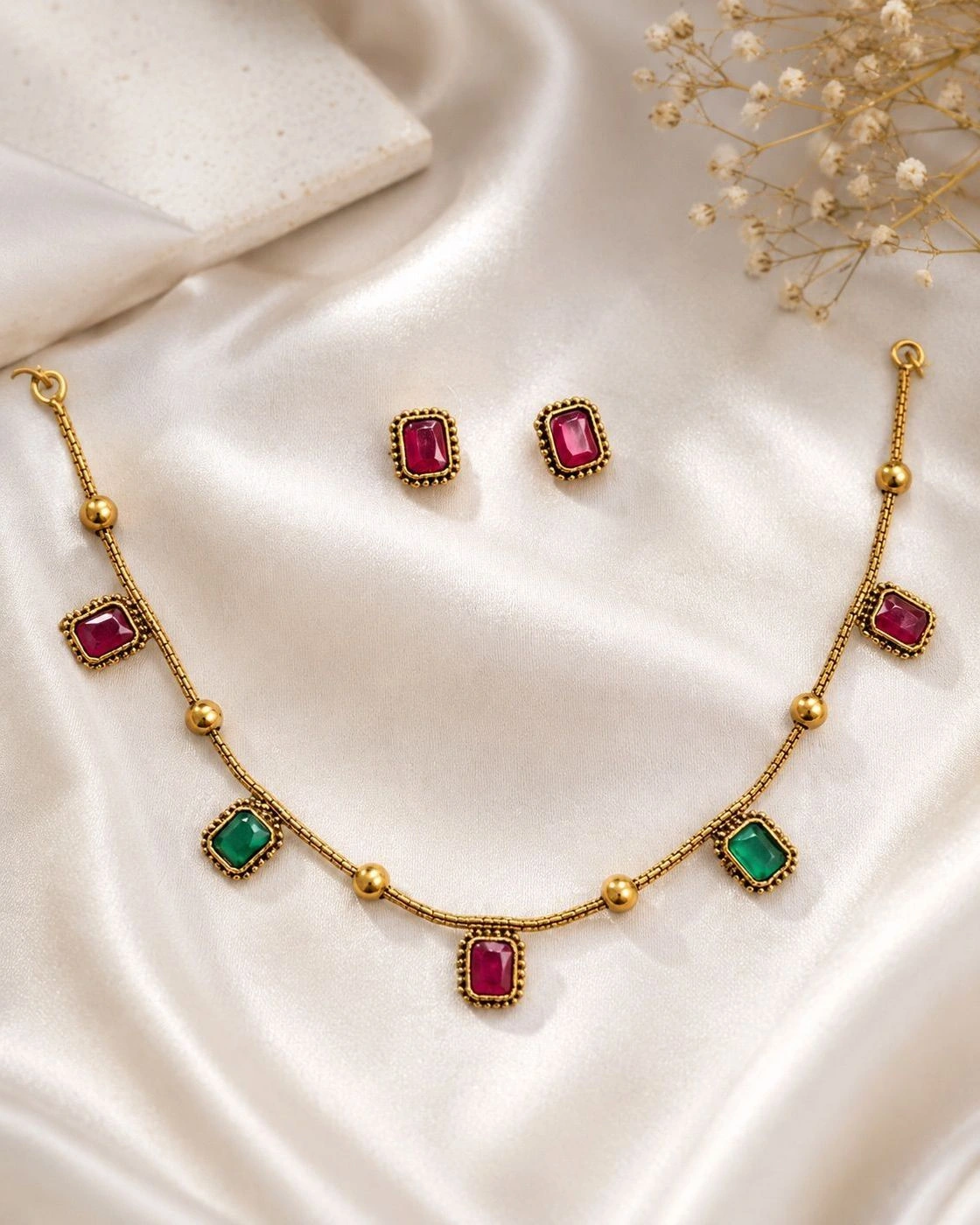 Gem Drop Necklace Set