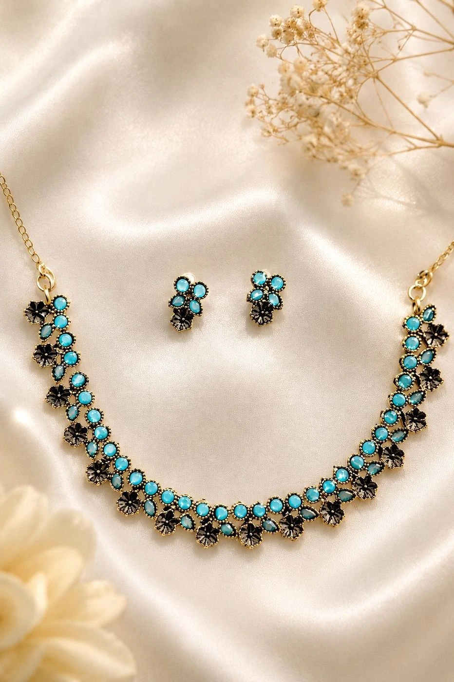 Aqua Blossom Necklace Set