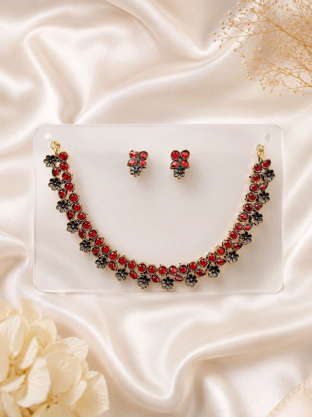 Red Blossom Necklace Set
