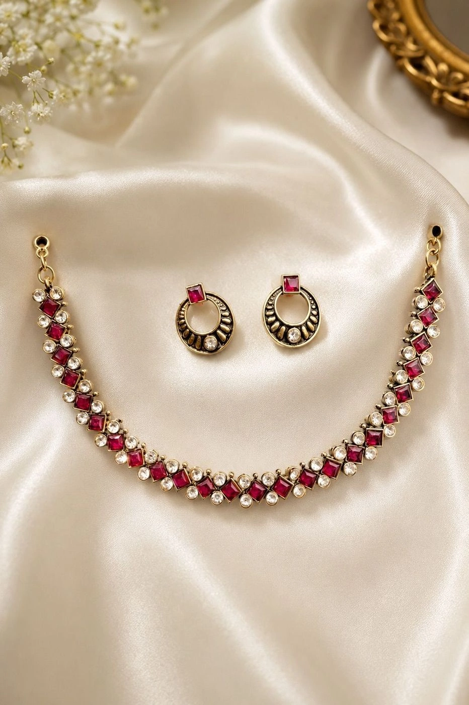 Ruby Dazzle Necklace Set