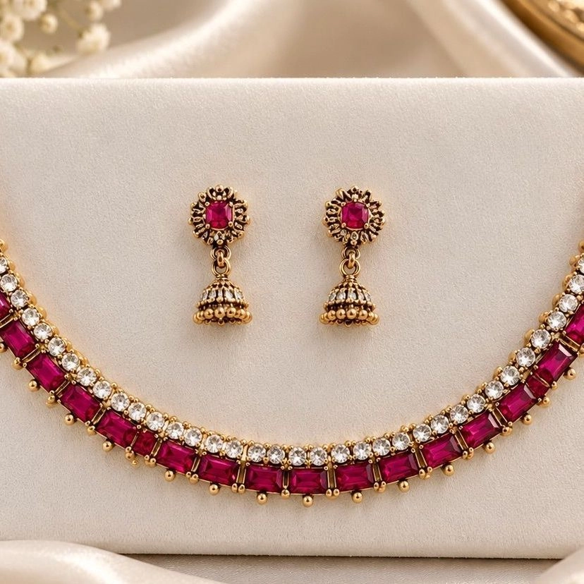 Ruby Crown Necklace Set