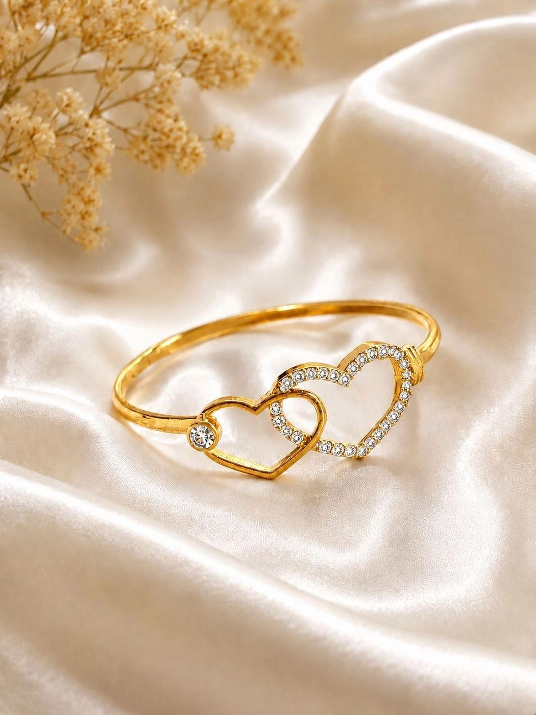 White Spark Heart Bangle 2