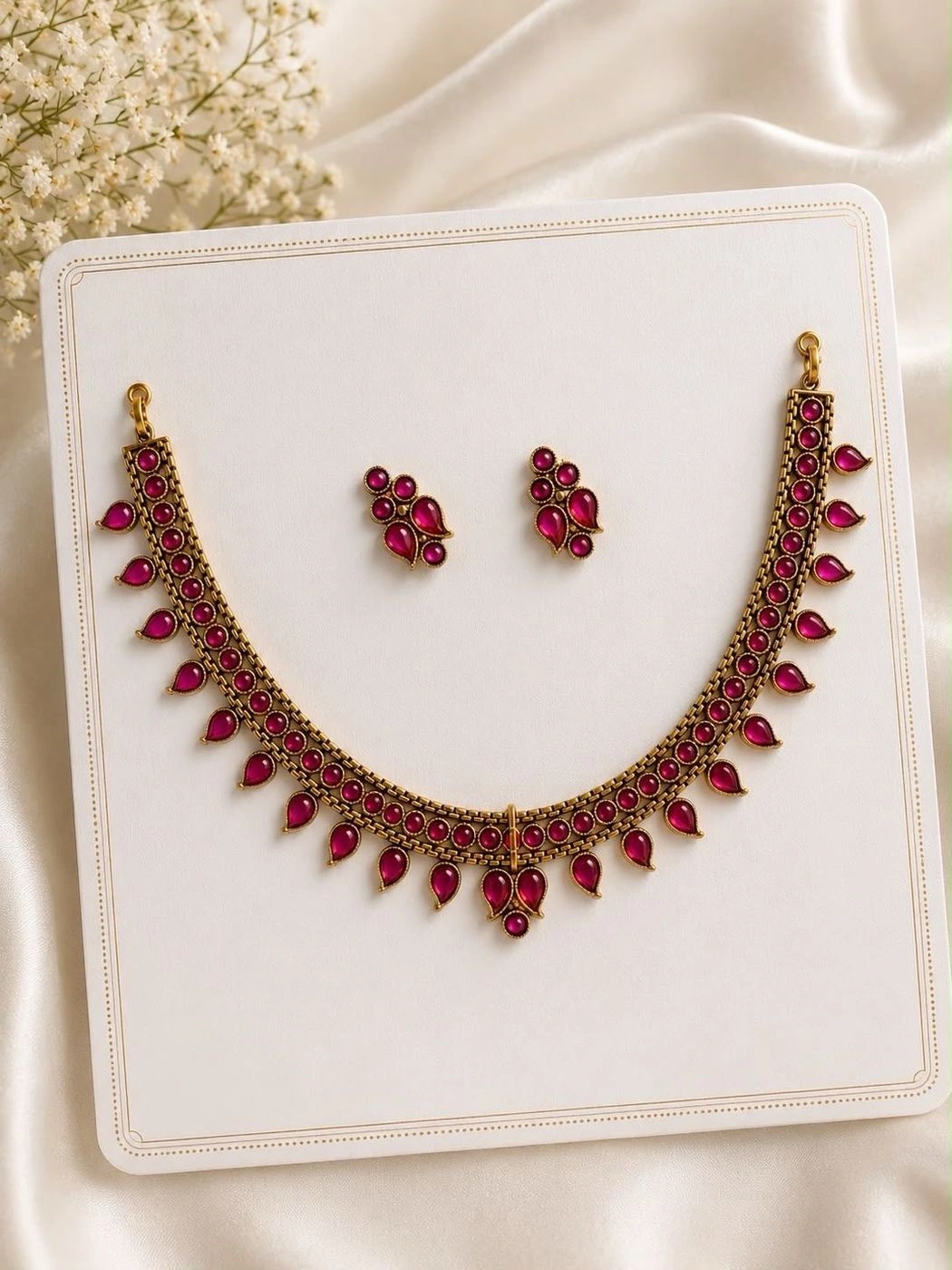 Ruby Kemp Teardrop Necklace Set