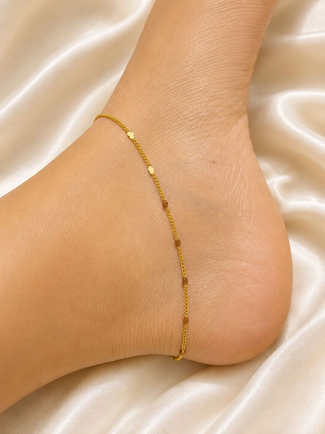 Elegant Beaded Gold Anklet