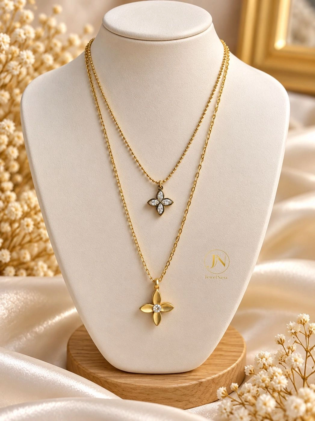 Golden Blossom Layered Necklace 1