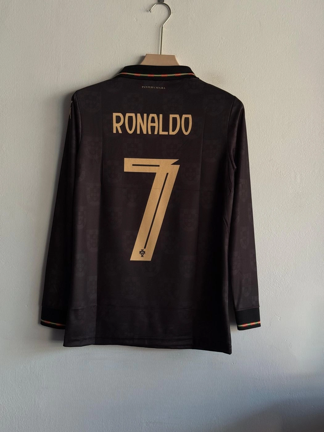 PORTUGAL 2026 BLACK KIT RONALDO FULLSLEEVE POLO EMBROIDERY PREMIUM