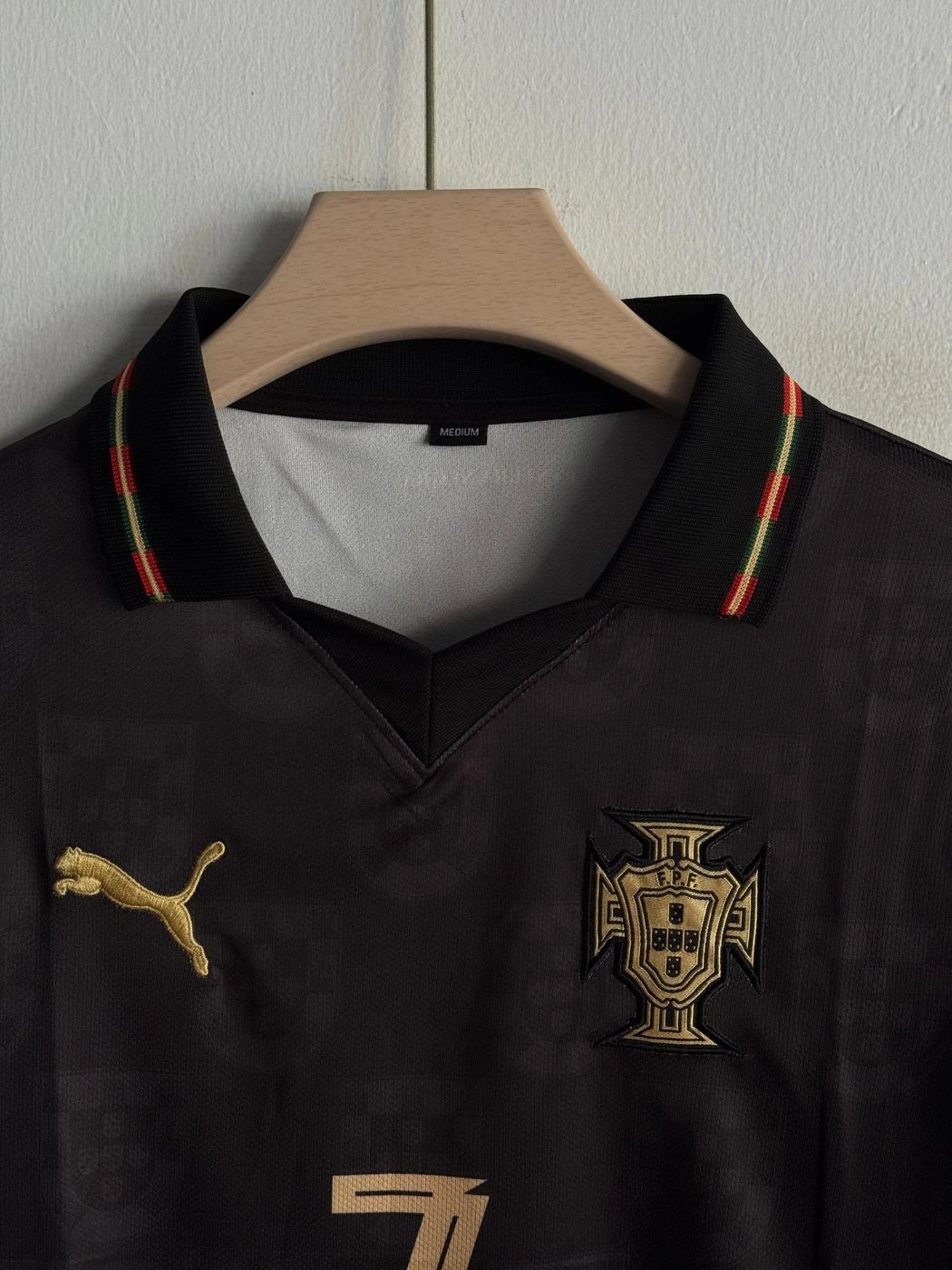 PORTUGAL 2026 BLACK KIT RONALDO FULLSLEEVE POLO EMBROIDERY PREMIUM