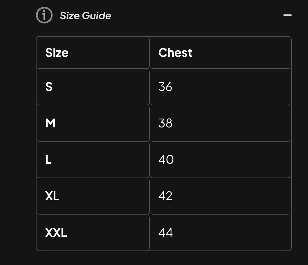 Size chart