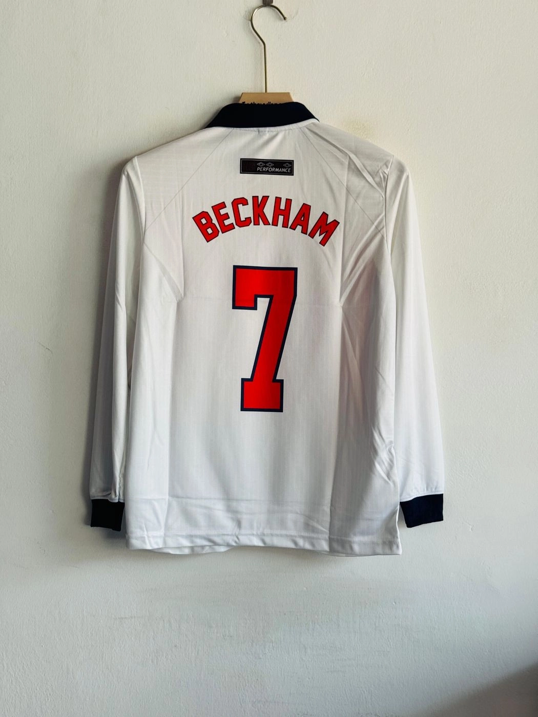 ENGLAND 1998 HOME KIT BECKHAM FULLSLEEVE POLO EMBROIDERY PREMIUM 2
