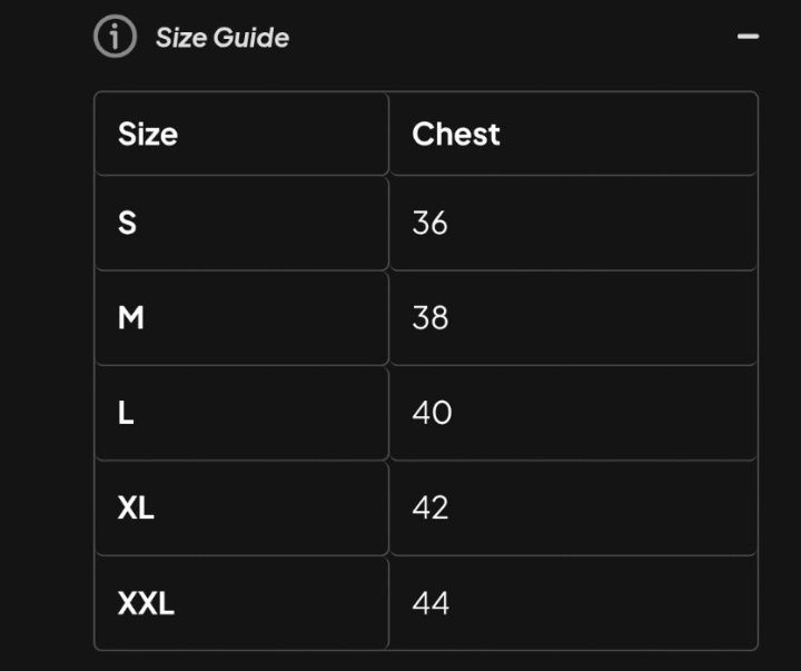 Size chart