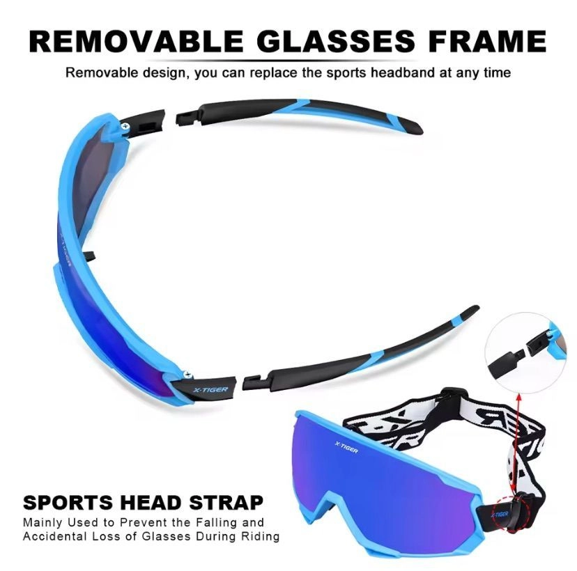 X-TIGER Polarised Sunglass- 3 Interchangeable Lens kit