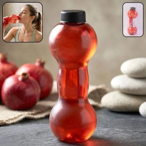 Plastic Dumbbell Shaped Water Bottle 550 MI For Fitness And Daily Hydration