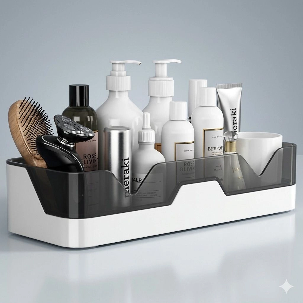 Adhesive Storage Rack, Wall Mounted Plastic Shelt Organizer for Bathroom