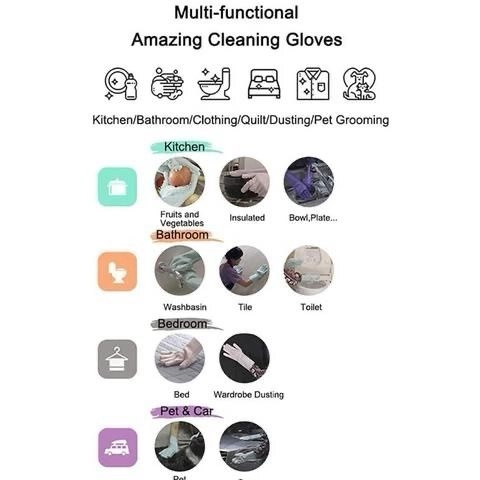 Reusable Silicone Cleaning Brush Scrubber Gloves