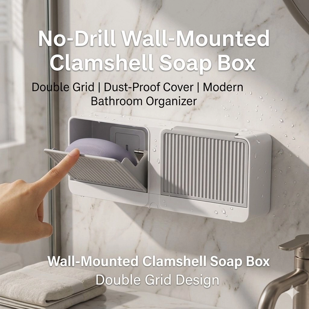 Modern Wall Mounted 4-compartment Bathroom Storage  & Soap Holder